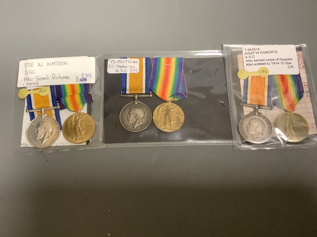 Nine WW1 BWM & Victory medal pairs